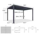 PURPLE LEAF Louvered Pergola 9' x 14' Outdoor Aluminum Pergola Modern Patio Pergola with Adjustable Roof for Deck Garden Yard Hardtop Gazebo PURPLE LEAF