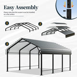 SUNLEI 12X15 FT Carport, Heavy Duty Carports Canopy with Galvanized Steel Roof and Frame, Metal Carportes Upgraded Extra Large Garage for Pickup, Boat, Car and Tractors SUNLEI