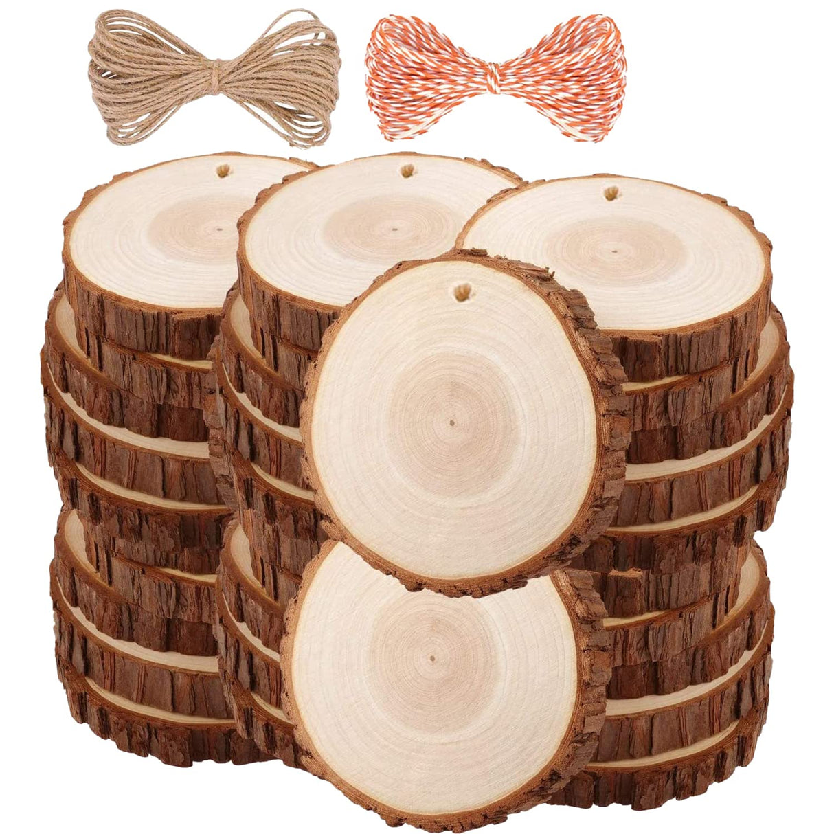 Wood Slices TICIOSH Craft Unfinished Wood kit Predrilled with Hole Wooden Circles for Arts Wood Slices Christmas Ornaments DIY Crafts 30 Pcs 2.7-3.1 inches TICIOSH