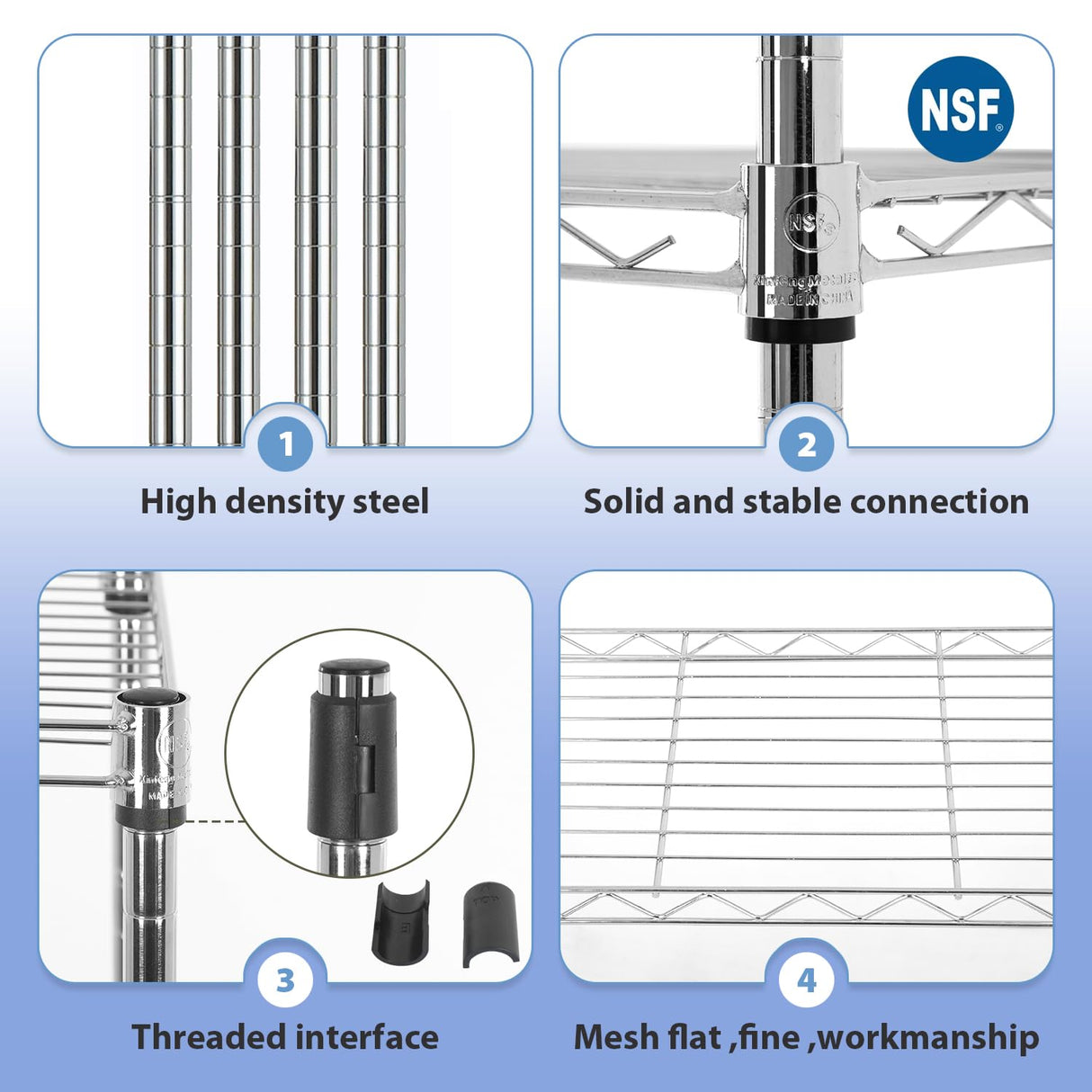 YRLLENSDAN 5 Tier Metal Shelving Unit, Heavy Duty Wire Shelves, Adjustable Storage Rack for Kitchen, Garage Shelving, Pantry Shelves, Storage Shelves Organizer, 24" W x 14" D x 61" H, Chrome YRLLENSDAN
