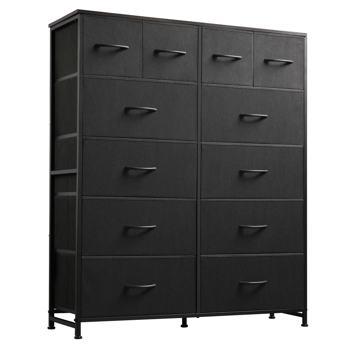WLIVE Tall Dresser for Bedroom with 12 Drawers, Dressers & Chests of Drawers, Fabric Dresser for Bedroom, Closet, Fabric Storage Dressers with Storage Drawers, Steel Frame, Wood Top, Charcoal Black WLIVE