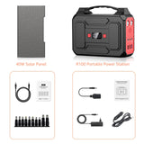 Solar Powered Generator 200W Peak/100W Rated, Portable Solar Generator Power Station with Solar Panels 40W Included, 146Wh Solar Power Bank with AC Outlet 110V for Home Use Camping Outdoor Adventure Apowking
