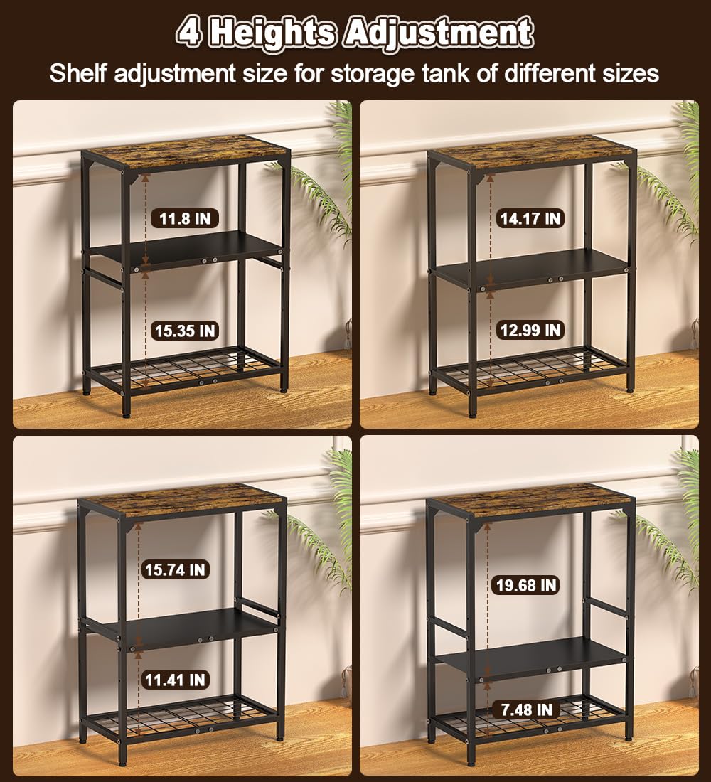 AnBaiMei 20 Gallon Aquarium Stand, Metal Fish Tank Stand with Adjustable 3-Tier Storage Shelf, Heavy Duty Reptile Breeder Turtle Tank Terrarium Rack Table for Home Office, 24" L x 12" W x 32.2" H, Black AnBaiMei