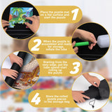 EWOID Jigsaw Puzzle Mat Roll Up Fits 1500 1000 500 Pieces Puzzles, Jigsaw Felt Mat with 6 Sorting Trays & Storage Bag & Pump, Portable Non Slip Jigsaw Puzzle Saver for Adult Kid EWOID