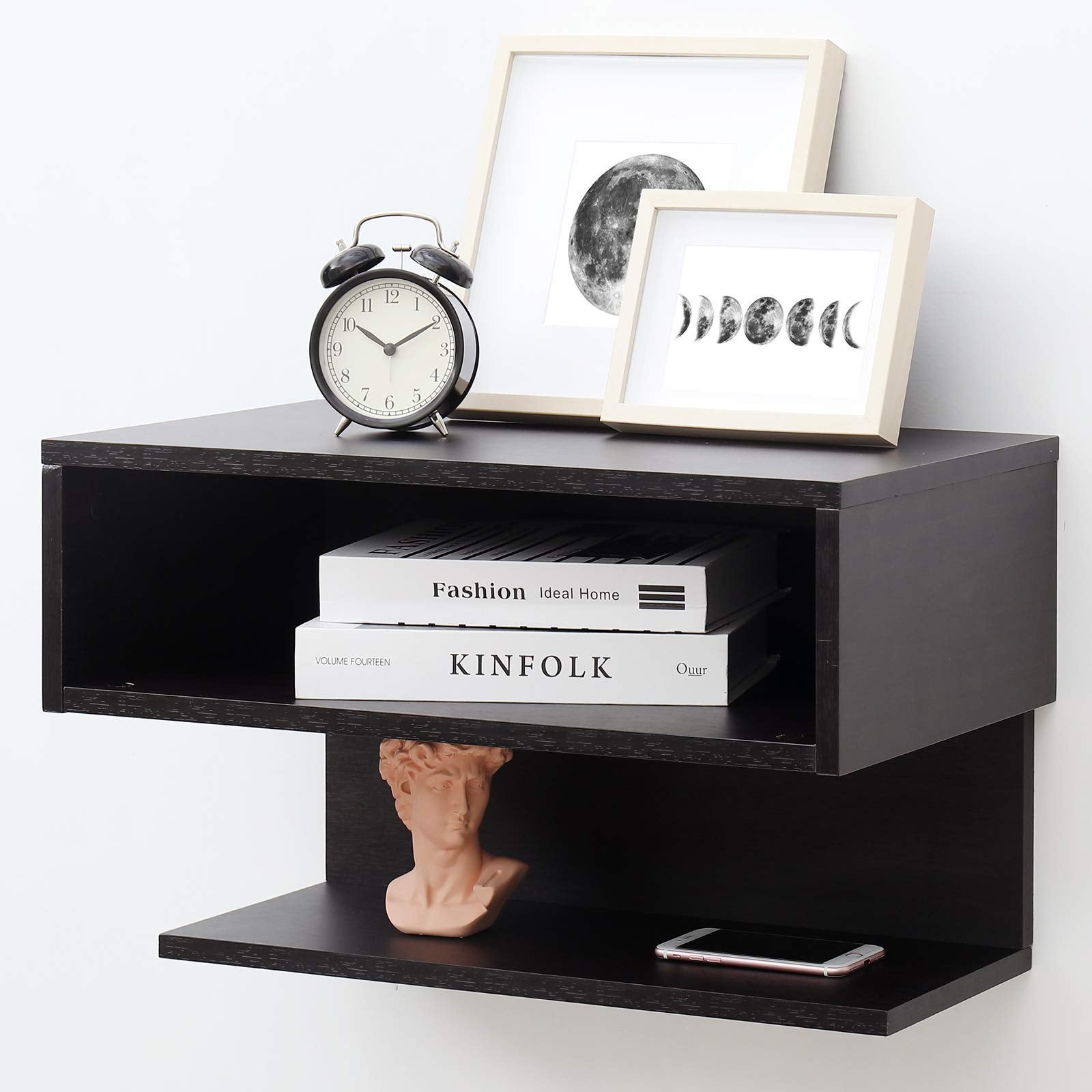 WELLAND Floating Nightstand Side Table.Wall Mounted Shelf with Drawer Storage for Living Room, Bedroom. - WoodArtSupply