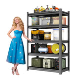 Bezuny 2500LBS Storage Shelves, 35.5" W Garage Shelving Heavy Duty, Metal Adjustable Garage Shelves, Shelving Units Industrial Shelving for Warehouse, Shelf Organizer Storage, Black Bezuny