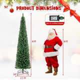Goplus 8ft Pre-Lit Slim Pencil Christmas Tree, Artificial Skinny Xmas Tree with Quick Shape Technology, 671 Lush Branch Tips, 250 Warm White LED Lights, Slender Holiday Tree for Home Office Decoration Goplus