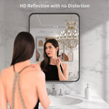 LOAAO Black Metal Framed Bathroom Mirror for Wall, 22X30 Inch Rounded Rectangle Mirror, Matte Black Bathroom Vanity Mirror Farmhouse, Anti-Rust, Tempered Glass, Hangs Horizontally or Vertically LOAAO