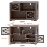 VAXZOFI Large Record Player Stand with Vinyl Storage, 500+ Vinyl Record Storage Cabinet, 47 Inch Record Player Table with Power Outlet, Farmhouse Wooden Turntable Stand for Living Room, Walnut VAXZOFI