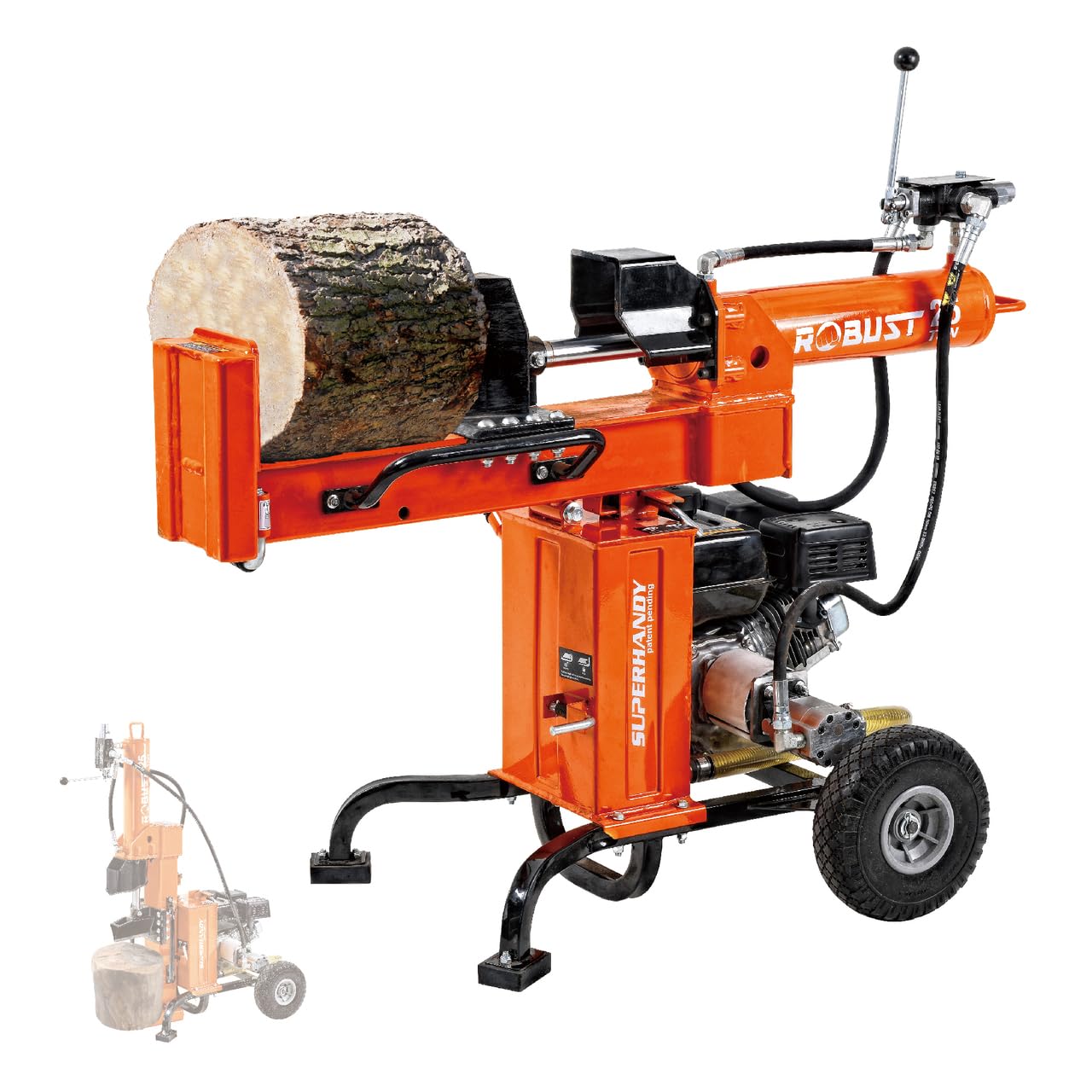 SuperHandy Portable 25 Ton Gas Log Splitter with 7HP Engine, Bucher Gear Pump, and Horizontal/Vertical Half Beam Steel Wedge for Firewood Splitting - WoodArtSupply