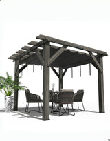 GAOMON 10 X 10 FT Wood Pergola, Solid Structure, Retractable Shade Canopy, Outdoor Wooden Pergola for Patio, Backyard, Deck, Garden GAOMON