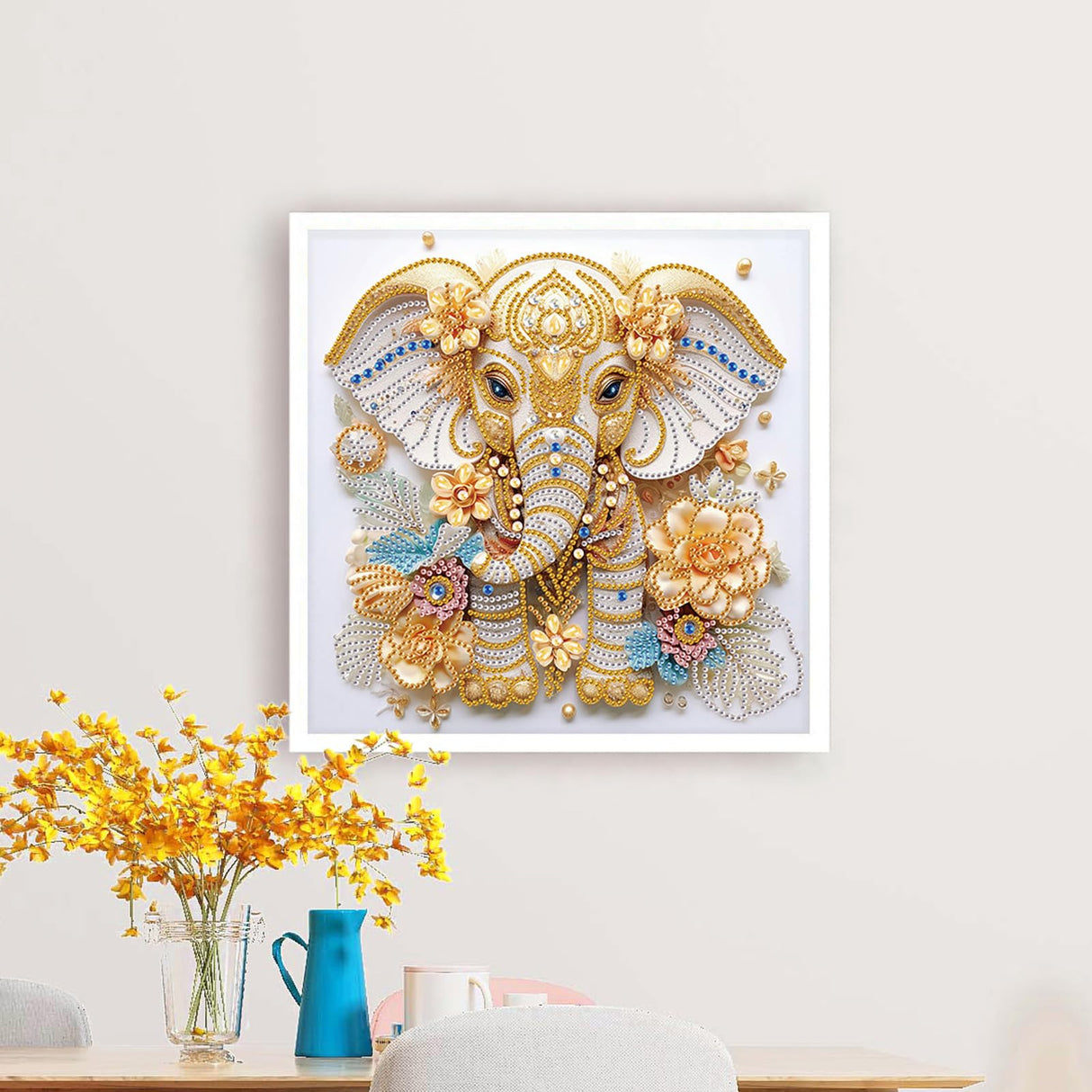 Sanjee 5D Special Shape Diamond Art Kits for Beginners, Elephant Diamond Painting Kits for Adults, Crystal Rhinestones Diamond Painting for Home Wall Decoration Gift, 12×12inch Sanjee