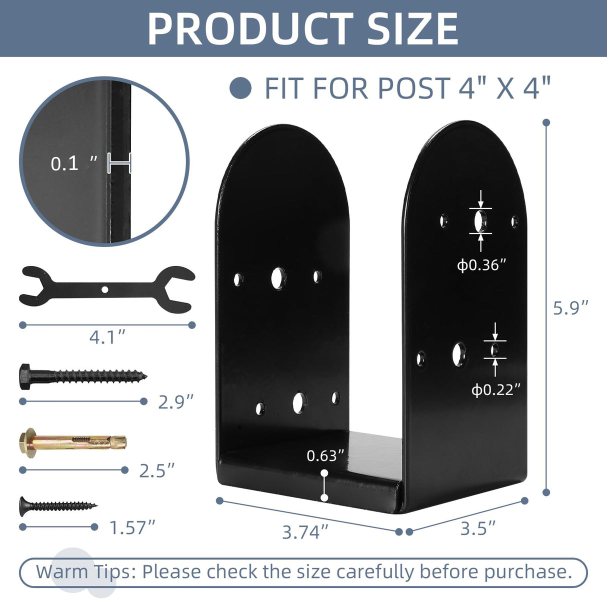 Rasugarlary 4"x 4" Post Base, 4Pcs Post Anchor Base (Internal 3.5 x 3.5") Adjustable 201 Steel Post Bracket for Wood Post Pavilion Deck Porch Handrail Railing Support Decorate Rasugarlary