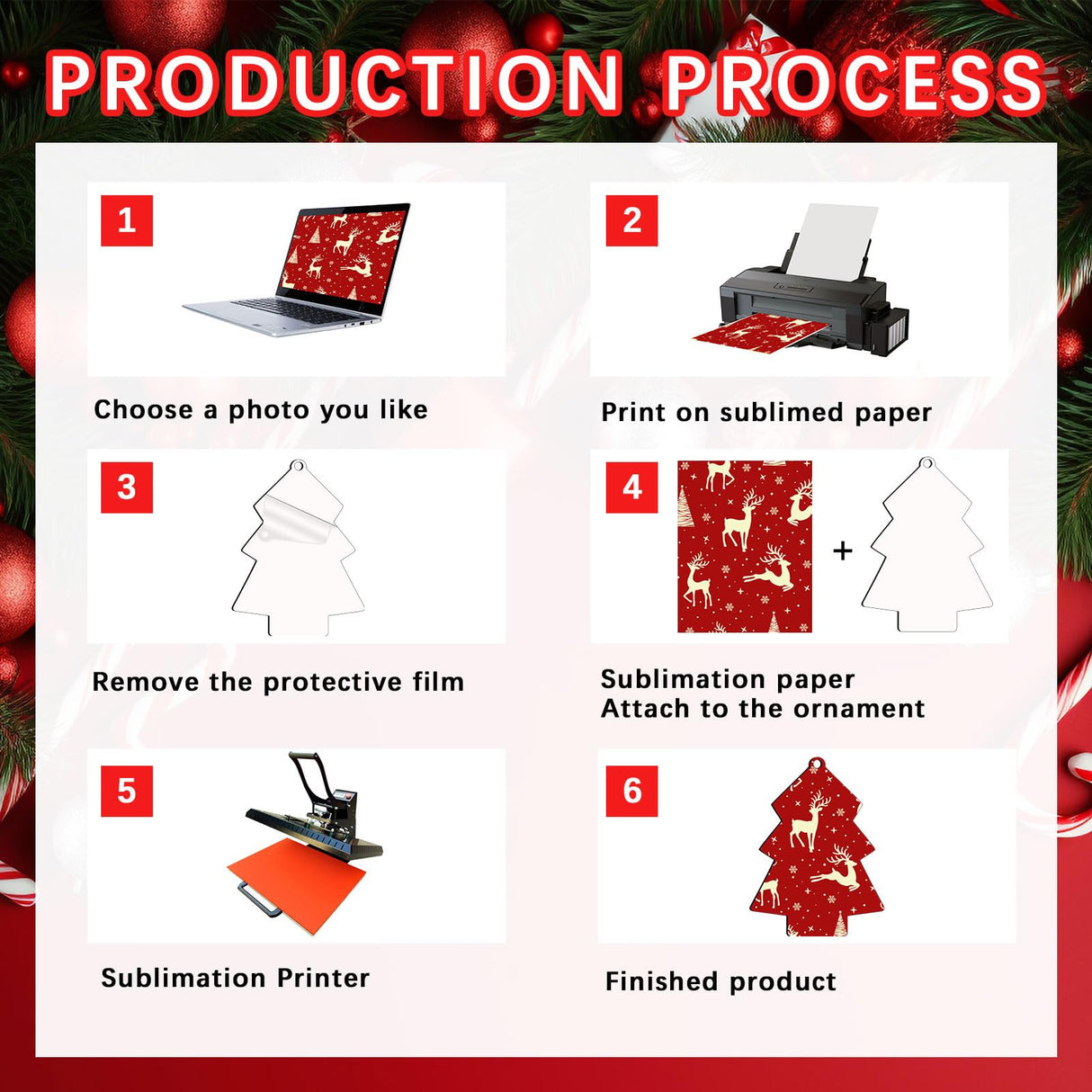 42Pcs Sublimation Christmas Ornaments Blanks MDF Bulk Double Sided Heat Transfer Sublimation Keychains Memorial Christmas Ornament Sublimation Blanks Products DIY Craft AiDiYGECO