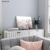 SUMGAR Paint by Numbers kit for Adults Flowers Framed Painting Easy DIY Acrylic Oil Painting on Canvas for Beginner Girls Teens,Pink Wildflower Paint by Numbers Kit with Frame Family Gifts 20" x 16" SUMGAR