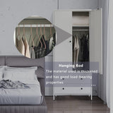 BESFUR Metal Wardrobe Cabinet with Hanging Rod, 74" H White Armoire Wardrobe Closet with Adjustable Shelves Farmhouse Metal Clothing Storage Cabinets for Bedroom,Office,Laundry Room BESFUR