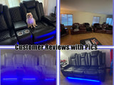 Dekmxas Mordern Breathing Leather Sofa Sets, Living Room Furniture Sets, Power Reclining Sectional Sofa, Loveseat with Cup Holders/Storage Console/LED Light for Living Room Dekmxas