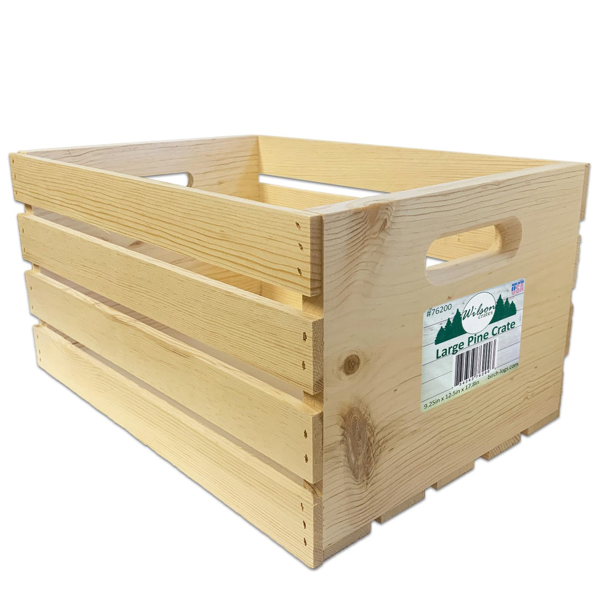 Wilson Large Wooden Pine Crate for Storage and Decoration at Home, Office, Kitchen, Bedroom, and Retail (12.5"x9.625"x17.875")(1) SINGLE CRATE Wilson