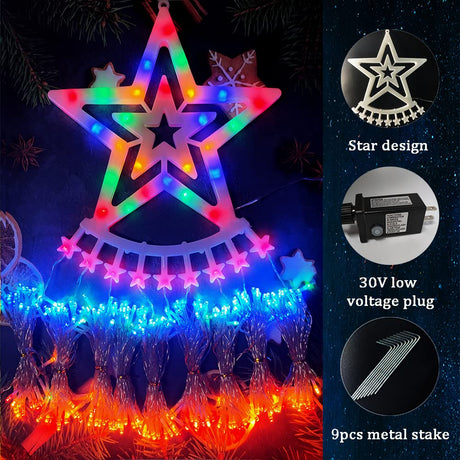 Outdoor Christmas Decorations, Aokudoni 12.6ft 350LED Waterfall Lights, 8 Modes Christmas Lights, Christmas Decorations for Tree, Outdoor Christmas Lights for House Tree Holiday Party, Multicolor Aokudoni