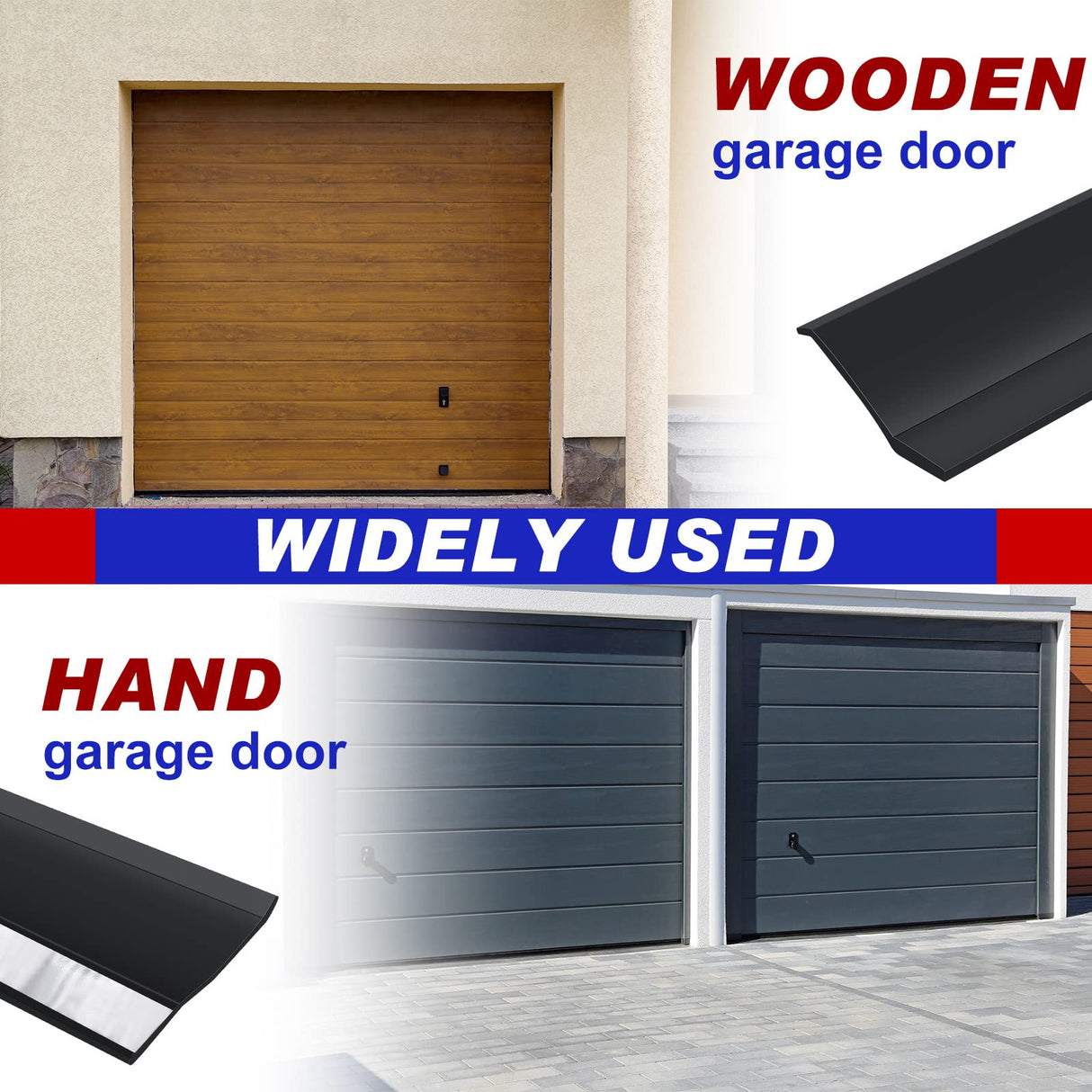 Weatherproofing Garage Door Seals Top and Sides Seal Strip PVC Garage Door Weather Stripping with Screws(Black, 50 ft) Nuogo