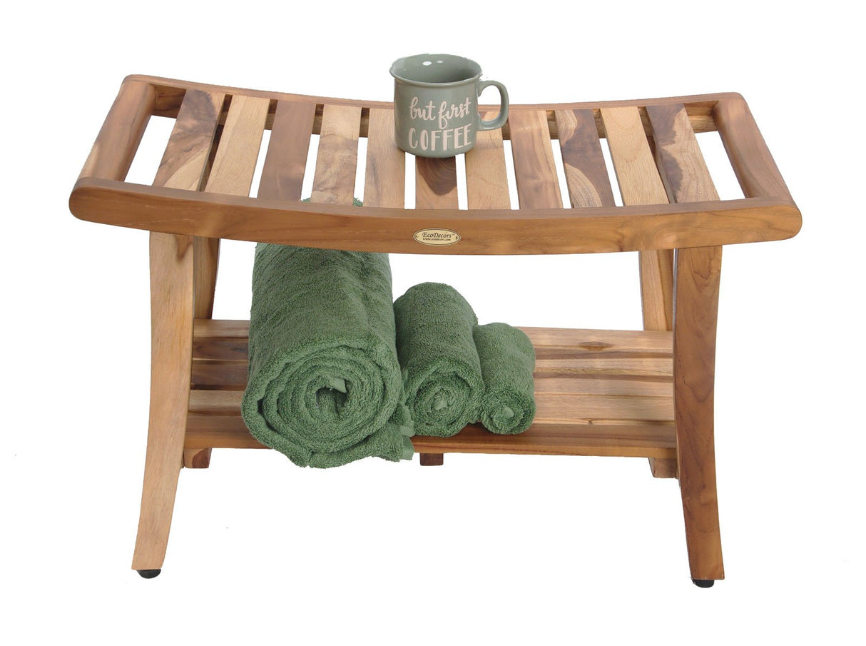 EcoDecors, 30", Harmony, Teak Shower Bench, Teak Shower Stool, Teak Bench for Shower, Teak Shower Seat, Teak Shower Bench for Inside Shower, Teak Shower Chair, Safety Arms, 30 inch EcoDecors