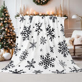 Christmas Snowflake Blanket Ultra Soft Winter Holiday Throw Blanket Xmas Idea Gifts Flannel Fleece Bed Blankets Lightweight Warm Cozy Fuzzy Plush Cabin Throw for Sofa Couch, Black White, 50" X 60" Yersion