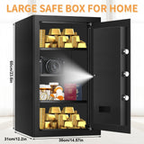 5.1 Cub Large Safes for Home Use Fire and Water Proof, Anti-theft Home Security Safe With Digital Keypad & 3 Removable Shelves and Led Light, Fireproof Safe Box for Documents Money Firearm Valuables Psisuvry