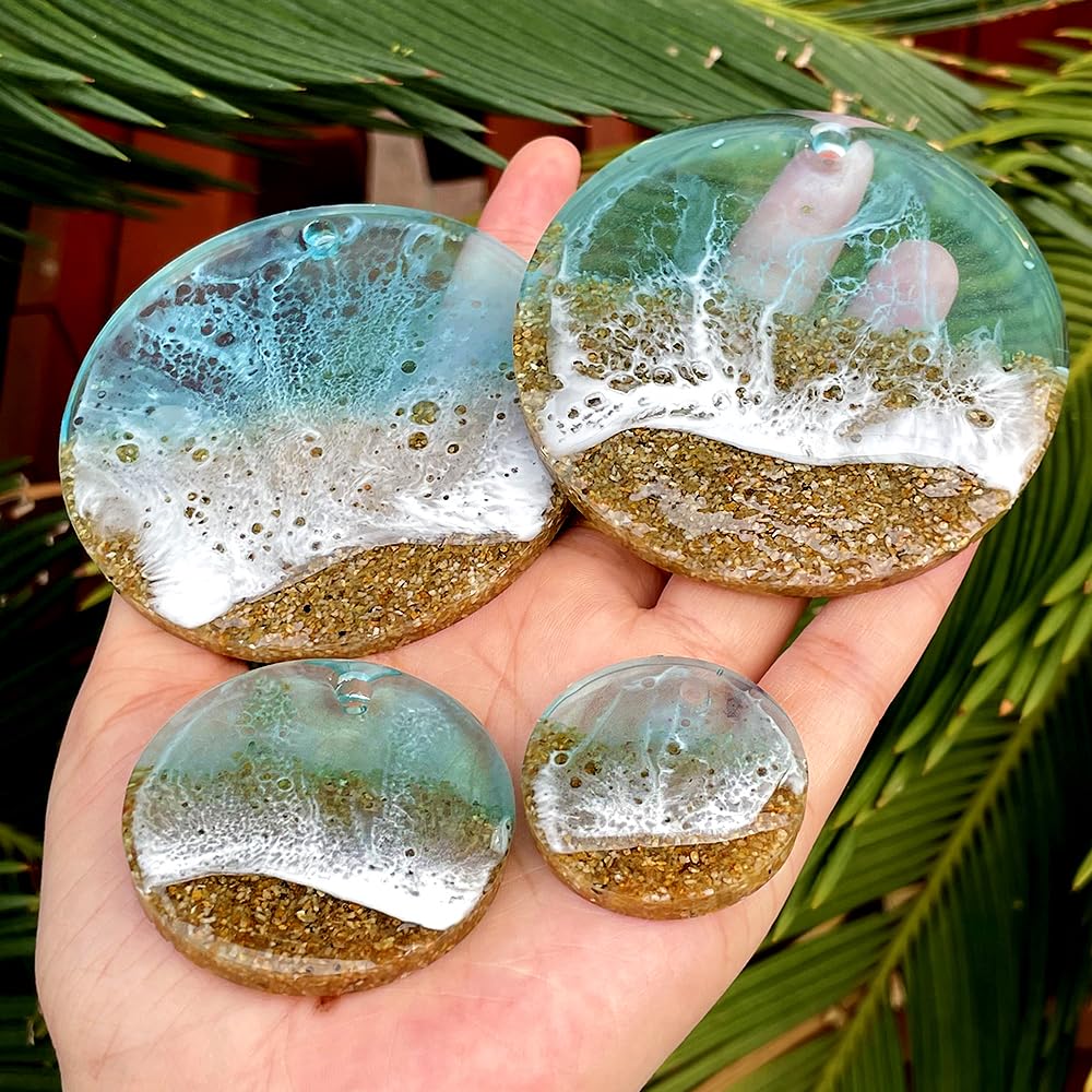 RESINWORLD 25-Cavity Set of Large + Medium + Small Shiny Flat Circle Silicone Mold, Drilled Round Earrings Pendant Mold, Keychain Resin Mold, Pet Tag Mold ResinWorld