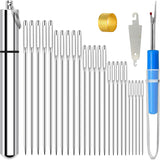 KYUEWRT 25 Large Eye Embroidery Needles, 5 Sizes Big Eye Hand Sewing Needles with Exquisite Aluminum Storage Tub for Stitching, Sewing and Hand-Made Projects KYUEWRT