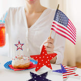 Youyole 3 Pieces Independence Day Wooden Star Blocks Patriotic Wood Star Standing Blocks 4th of July Tabletop Decor for American Festival Celebration Home Decor (American Flag Prints Series) Youyole