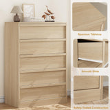 GarveeHome 5 Drawer Dresser for Bedroom, Modern 5 Chest of Drawers Tall with Large Drawers Storage, Wooden Dresser Organizer for Living Room, Nursery, Entryway - Natural GarveeHome