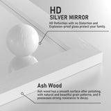 Farmhouse Bathroom Mirror, White Rustic Vanity Mirror Wood Framed Decrative Mirrors, Barn Door Style Decor Entryway Bedroom 22x30INCH Horizontal PAIHOME