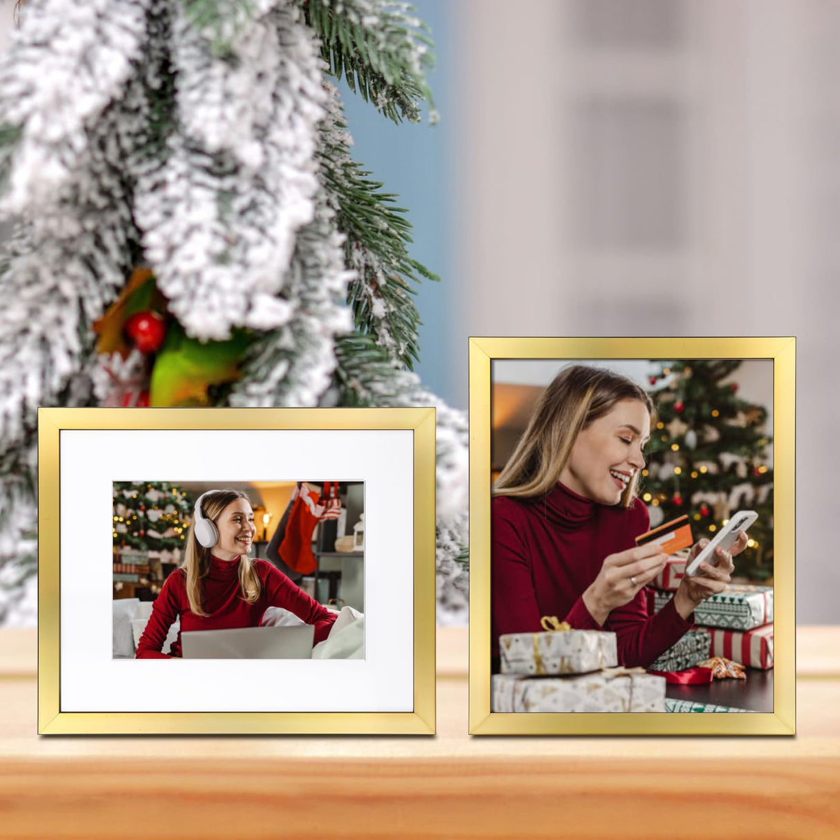 BSRHOME 8x10 Picture Frame with Plexiglass, Display Pictures 5x7 with Mat or 8x10 Without Mat for Tabletop Display and Wall Mounting, Set of 2，Gold BSRHOME