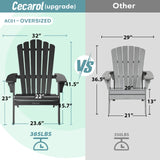 Cecarol Oversized Adirondack Chair Plastic, Outdoor Fire Pit Chair with Cup Holder, Adirondack Patio Chair Weather Resistant for Outside, Porch, Lawn, Garden- AC01, Black(Wood Grain) Cecarol