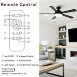ELEVARAWOOD Black Ceiling Fan with Light, 52 Inch Outdoor Ceiling Fans with Lights and Remote, Modern Indoor Bedroom Ceiling Fan Noiseless, Reversible Blades, DC Motor ELEVARAWOOD