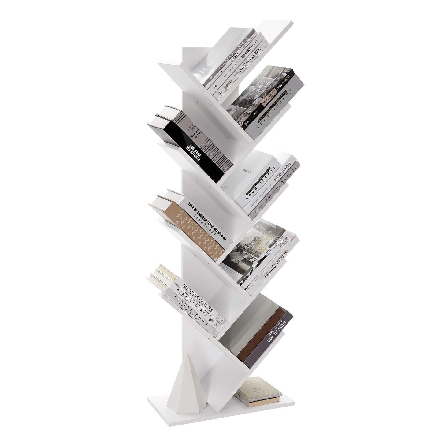 VASAGLE Tree Bookshelf, 9-Tier Bookcase, Large Bookshelf, Space-Saving Corner Shelf, Book Tree, Holds Books, CDs, Games, for Bedroom, Living Room, Home Office, Cloud White ULBC11WTV1