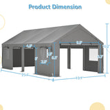 Thanaddo Carport 13'x 25' Heavy Duty Car Port with Roll-up Sidewall and Ventilated Windows with Removable Sidewalls,Portable Outdoor Garage for Car,Truck,Boat,Car Canopy,Gray Carports Thanaddo