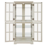 CKEASEAN Glass Display Cabinet, 69" H Curio Cabinet with Adjustable Shelves and 4 Glass Doors, Light Bulb Included, Elegant Antique Showcase, Rack for Living Room/Home Office (White) CKEASEAN