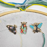 3Pcs Insect Themed Needle Minder, Magnetic Pin Holder for Cross Stitch, Needlework and Embroidery Accessories - Keep Your Needles Secure（ Bees，Butterflies，Cicadas） MAGNEECH