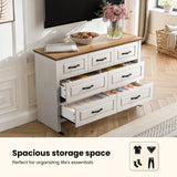 Amada Farmhouse 7 Drawer Dresser for Bedroom, 47.2 Inch Wide Wood Dresser with Natural Texture, Large Drawers, Rustic Farmhouse Chest of Drawers for Bedroom, Living Room, Hallway, Brown & White AMADA HOMEFURNISHING