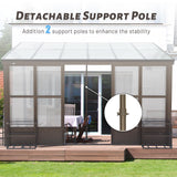 Domi 10x12FT All Season Sunroom, Outdoor Permanent Wall Mounted Solarium with Detachable Polycarbonate Windows, Aluminum Lean to Gazebo Sun Room with 2 Lockable Sliding Doors for Garden Patio Deck domi outdoor living