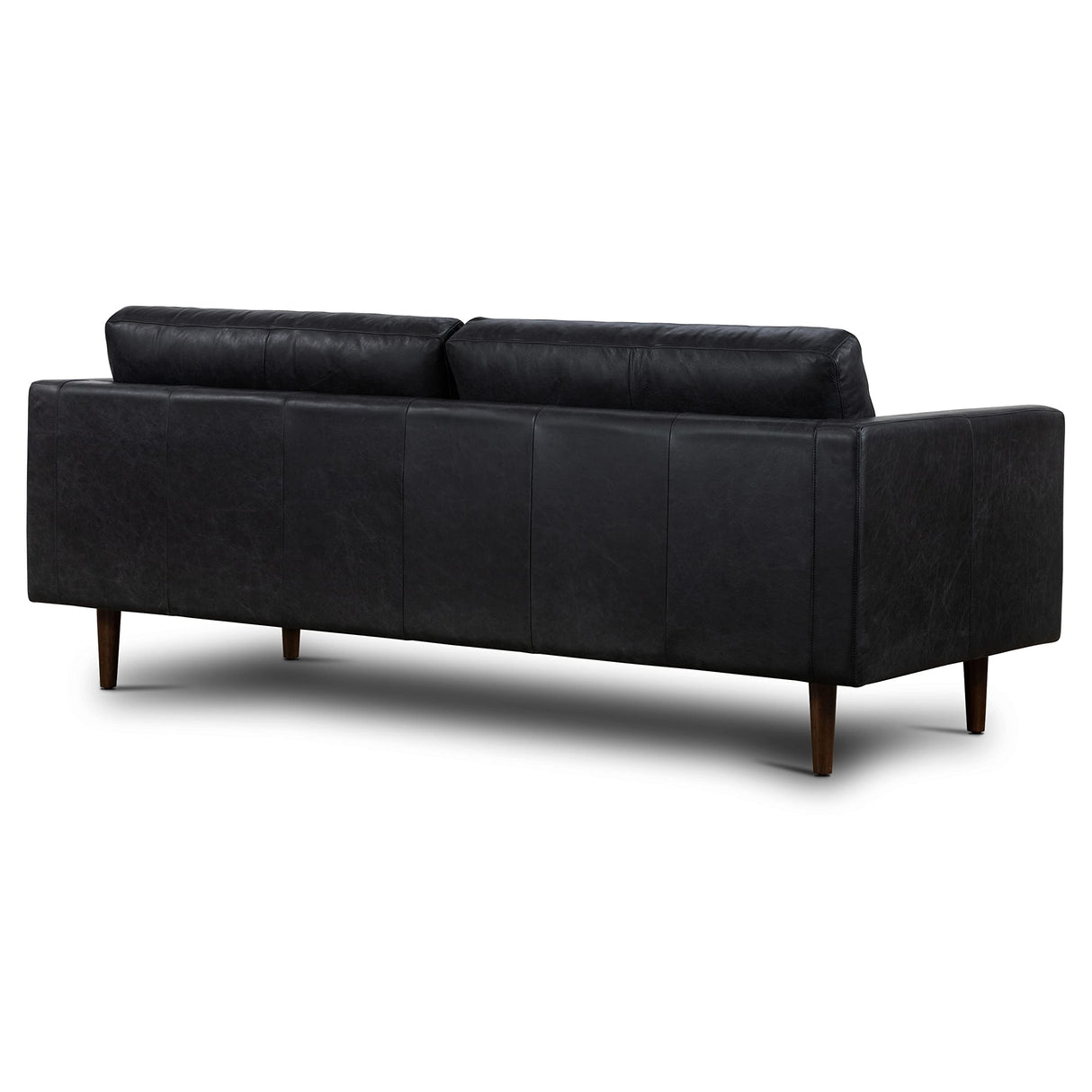 POLY & BARK Napa 88.5” Sofa in Full-Grain Semi-Aniline Italian Tanned Leather, Onyx Black POLY & BARK