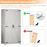 AMERLIFE Set of 2 Farmhouse Armoire Wardrobe Closet with 2 Barn Doors, 71'' Storage Cabinet with Shelf & Hanging Rod, Versatile Clothing Storage for Bedroom, Distressed White AMERLIFE