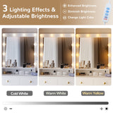 Tiptiper Makeup Vanity with Lights & Charging Station, Large Vanity Desk with Mirror and Lights, Makeup Table with 5 Drawers & Shelves, White and Gold Tiptiper