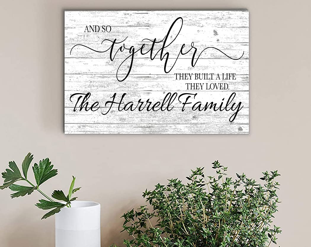 Personalized Wedding Gift Sign With Names And So Together They Built a Life They Loved Custom Wood Farmhouse Décor for Home, Wedding, Family or Couples Gift Idea Broad Bay