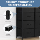DUMOS 8 Drawer Dresser for Bedroom, Fabric Storage Organizer with Sturdy Metal Frame, Wooden Top Chest of Drawers for Closet Entryway Guest Room,Matte Black DUMOS