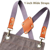 AFUN Work Aprons for Men with Large Pockets, Cotton Canvas Cross Back Heavy Duty Adjustable Tool Apron, Size M to XXL (Grey) AFUN