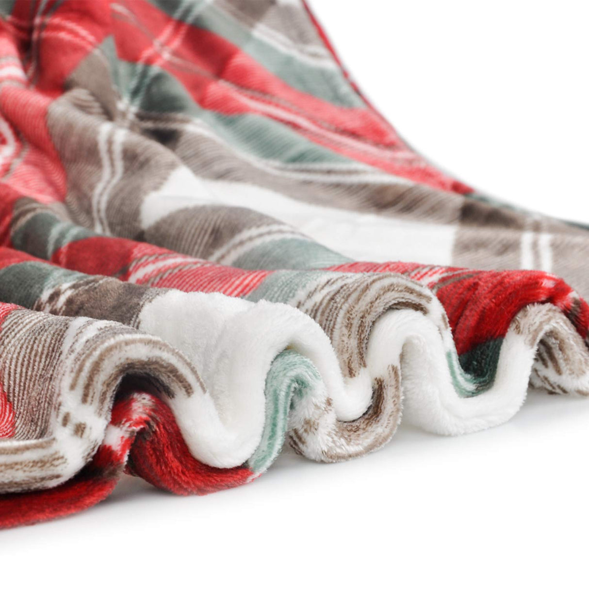 HOMRITAR Ultra Soft Throw Blanket with Plaid, Cozy Flannel Fleece Luxury Blanket for Bed, Sofa and Couch (50 x 60 inch, Red) HOMRITAR