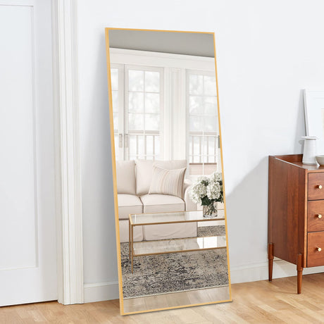 MIRUO 47"x16" Full Length Mirror Full Length Body Mirror Gold Mirror Floor & Full Length Mirrors for Wall Body Mirror Gold Mirror Large Mirror Big Mirror MIRUO