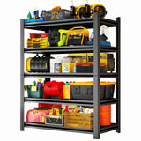 40"Wx63"H Metal Garage Shelving Unit,Metal Storage Shelves 5 Tier Adjustable Shelving Unit Garage Shelves for Kitchen Warehouse Pantry Basement,Rust-Resistant, 63"H x 40"W x 13.8"D,Black Metallitrend